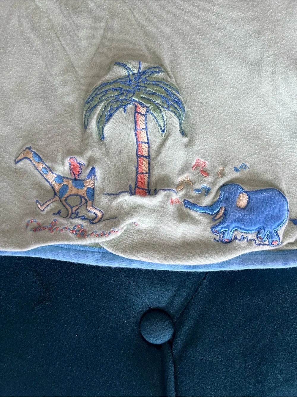 Carter’s Vintage John Lennon Baby Blanket Blue Green Real Love Animals Palm Tree
